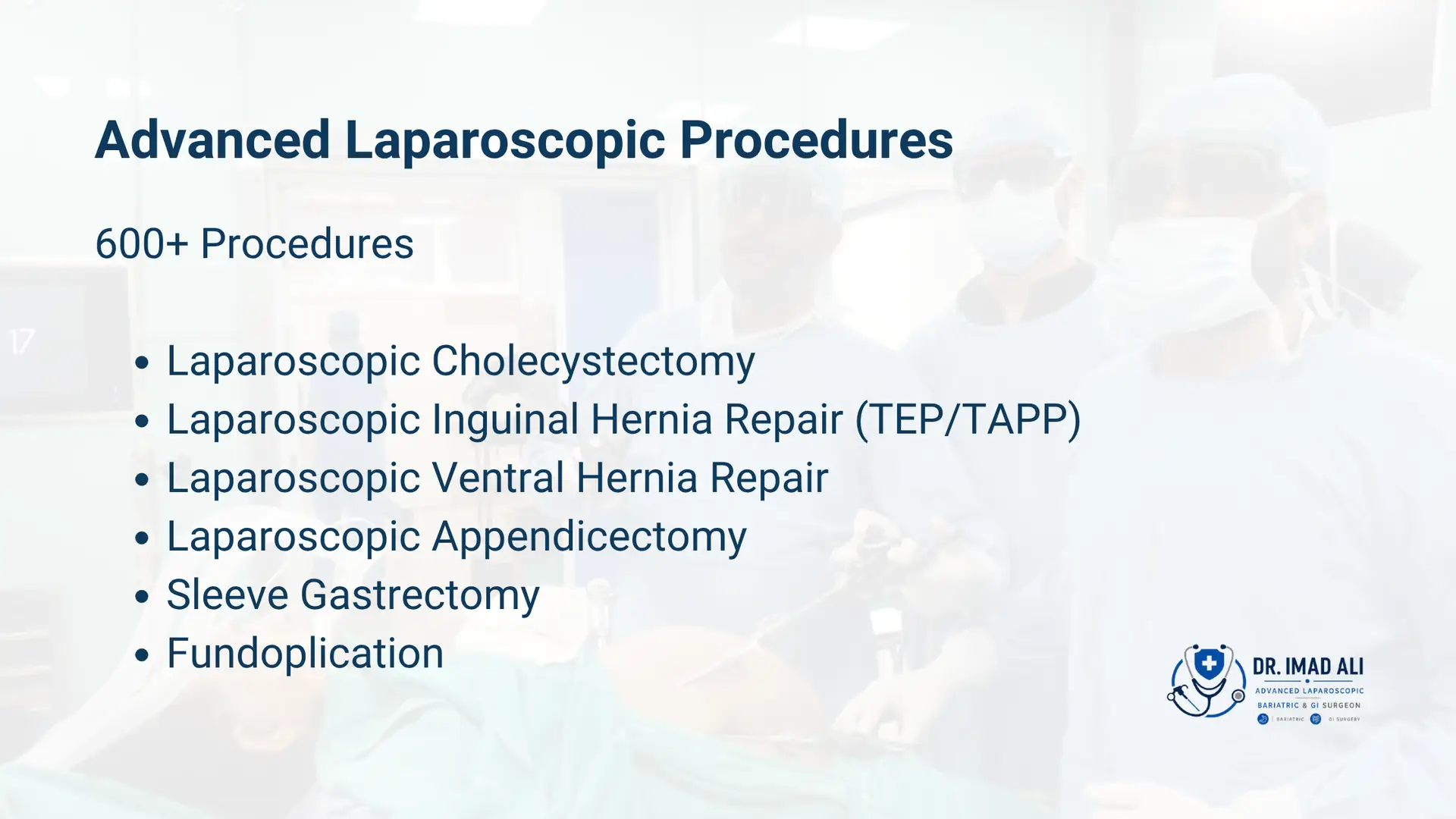 Dr Imad Ali Clinical Specialisations